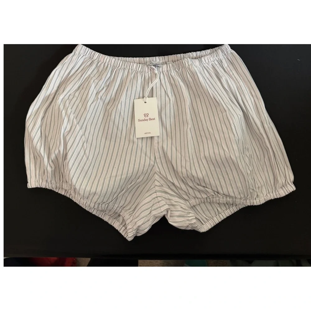 Sunday Best‎ Bloomer Shorts Women XS Espresso Pinstripe Aritzia Loungewear New
